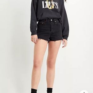 ♟Levi 501 High Waisted Black Jean Shorts